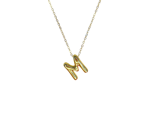 Pave Bubble Initial Letter Necklace