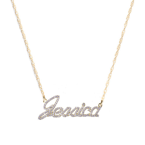 Moon and Lola - Metal Lauren Nameplate Diamond Necklace