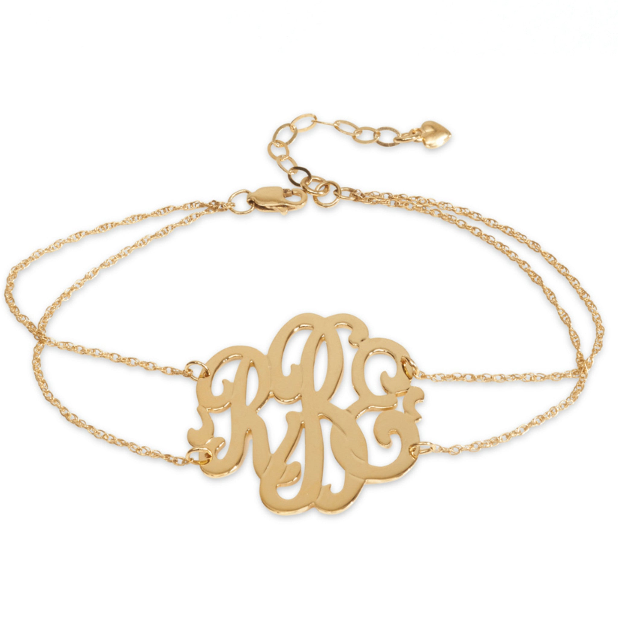 Monogrammed Initials Bracelet Large Chain (Order Any Initials), Custom Made  Monogram Bracelet in Yellow or Rose Gold.