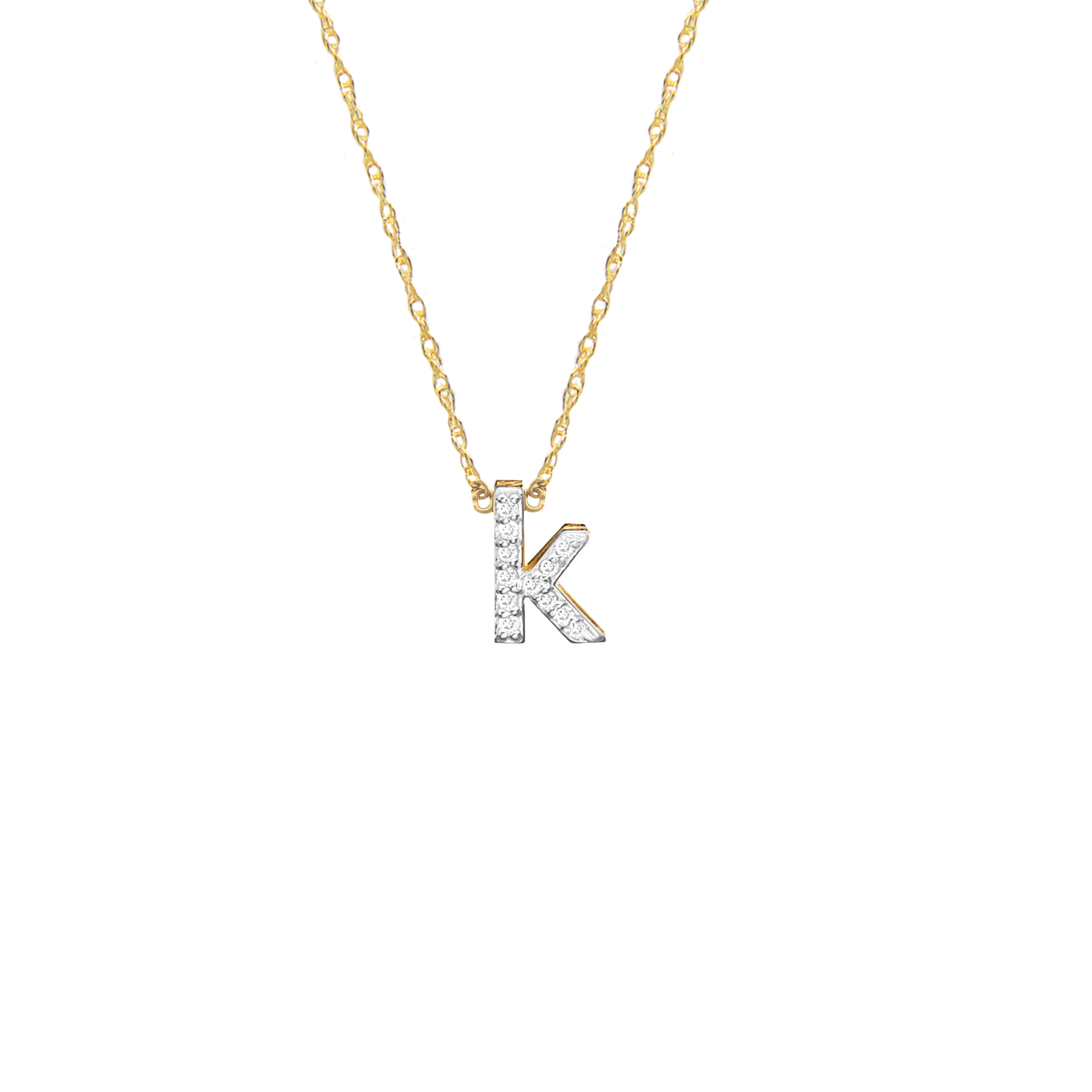 Metal Single Letter Diamond Necklace | Moon and Lola