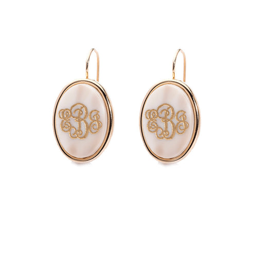 Moon and Lola -Vineyard Oval Monogram Dangle Earrings